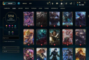 Ouro 3 com TODOS os champs e 324 Skins + 9 Prestigios - League of Legends LOL