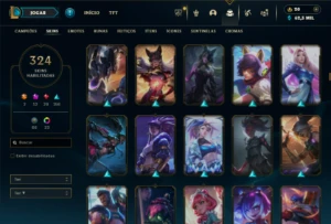 Ouro 3 com TODOS os champs e 324 Skins + 9 Prestigios - League of Legends LOL