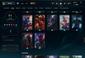 Unranked com 140 Champs e 91 Skins - League of Legends LOL
