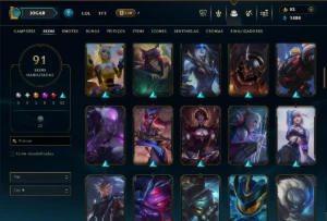 Unranked com 140 Champs e 91 Skins - League of Legends LOL