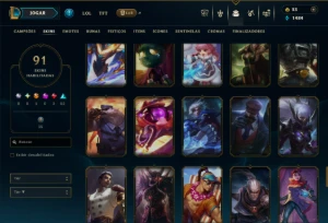 Unranked com 140 Champs e 91 Skins - League of Legends LOL