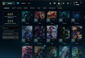 Prata 1 com TODOS os champs e 156 Skins + 4 Prestigios - League of Legends LOL