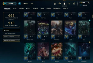 Prata 1 com TODOS os champs e 156 Skins + 4 Prestigios - League of Legends LOL