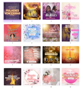 Pack Canva Gospel Culto das Mulheres - 25 Artes Editáveis - Serviços Digitais