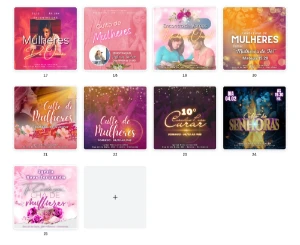 Pack Canva Gospel Culto das Mulheres - 25 Artes Editáveis - Serviços Digitais