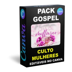 Pack Canva Gospel Culto das Mulheres - 25 Artes Editáveis - Serviços Digitais