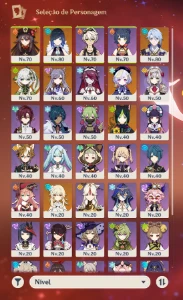 Conta de Genshin barata com armas e personagens T5  AR 52 - Genshin Impact