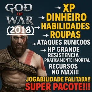 GOD OF WAR 2018 (PS4/PS5) -Xp,dinheiro,recursos,armas,status - Serviços Digitais
