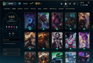 Ferro 1 com TODOS os Champs e 160 Skins ( Nivel 419 ) - League of Legends LOL