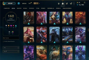 Ferro 1 com TODOS os Champs e 160 Skins ( Nivel 419 ) - League of Legends LOL