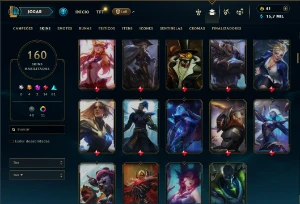 Ferro 1 com TODOS os Champs e 160 Skins ( Nivel 419 ) - League of Legends LOL