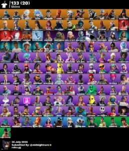 Fortnite conta com skins Raras