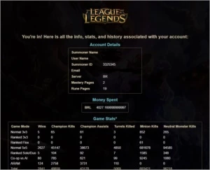 Conta de League of Legends LOL