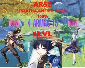 ⭕⭕AR52/AYAKA(C1)-ITTO/ESTATUA ANEMO E GEO MAX/ 4 ARMAS T5⭕⭕ - Genshin Impact