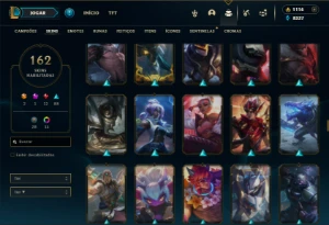 Bronze 1 com TODOS os champs e 162 Skins + 1100 RP - League of Legends LOL