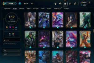 Bronze 1 com TODOS os champs e 162 Skins + 1100 RP - League of Legends LOL