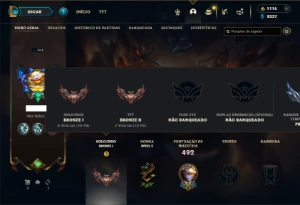 Bronze 1 com TODOS os champs e 162 Skins + 1100 RP - League of Legends LOL