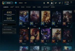 Bronze 1 com TODOS os champs e 162 Skins + 1100 RP - League of Legends LOL