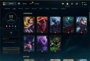 Conta Com 52 Skins e Quase Todos os Campeões - League of Legends LOL