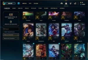 Conta bronze 4 com 35 Champs e 10 Skins - League of Legends LOL