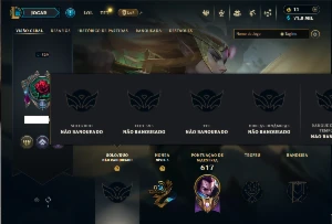 Conta Unranked com 150 campeões e 80 Skins