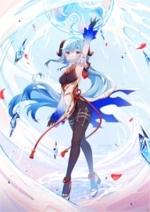 Ganyu + Raiden + Zhongli + Mona c1 + Espadão Áspero AR 49 - Genshin Impact