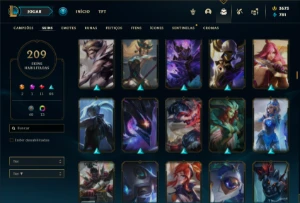 Conta Platina 4 com TODOS os champs e 209 Skins + 3700 RP - League of Legends LOL