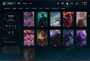 Conta Platina 4 com TODOS os champs e 209 Skins + 3700 RP - League of Legends LOL