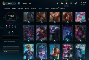 Conta Platina 4 com TODOS os champs e 209 Skins + 3700 RP - League of Legends LOL
