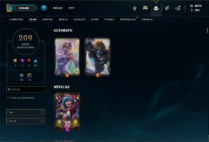 Conta Platina 4 com TODOS os champs e 209 Skins + 3700 RP - League of Legends LOL