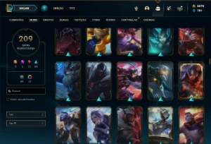 Conta Platina 4 com TODOS os champs e 209 Skins + 3700 RP - League of Legends LOL