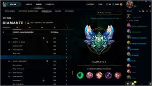 Conta LoL Diamante Solo&Flex+133Campeões +98Skins +144Ícones - League of Legends