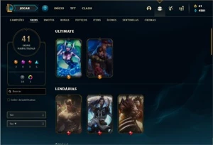Conta ouro 3 com 101 Champs e 41 Skins (2 Ultimates) - League of Legends LOL