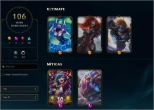 conta PlatinaI V 106 skins mmr bom all champs - League of Legends LOL