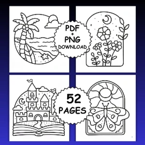 Livro de Colorir Digital Simple Art PDF + PNG - eBooks