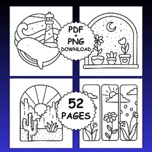 Livro de Colorir Digital Simple Art PDF + PNG - eBooks