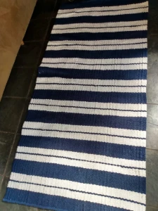 passadeira  algodão   azul  e  cru   80 x 2,00 - Artesanato e Personalizados
