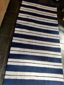 passadeira  algodão   azul  e  cru   80 x 2,00 - Artesanato e Personalizados