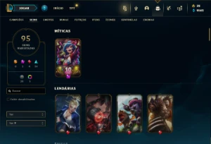 Bronze 2 com 135 Champs e 95 Skins ( TOP / JG ) - League of Legends LOL