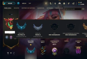 Platina 4 com TODOS os champs e 276 Skins + 110 Cromas