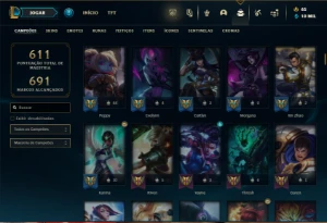 Platina 4 com TODOS os champs e 276 Skins + 110 Cromas - League of Legends LOL