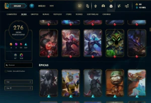 Platina 4 com TODOS os champs e 276 Skins + 110 Cromas - League of Legends LOL