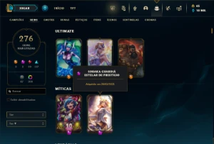 Platina 4 com TODOS os champs e 276 Skins + 110 Cromas - League of Legends LOL