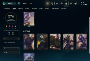 Platina 4 com TODOS os champs e 276 Skins + 110 Cromas - League of Legends LOL