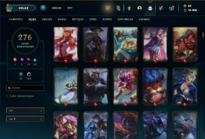 Platina 4 com TODOS os champs e 276 Skins + 110 Cromas - League of Legends LOL