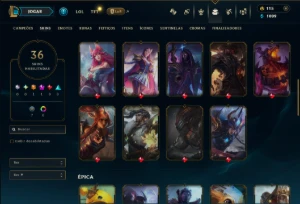 Prata 4 com 95 Champs e 36 Skins - League of Legends LOL