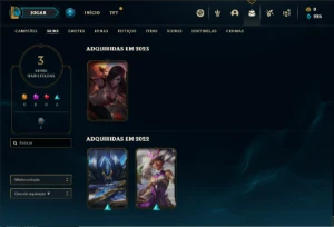 Conta platina 3 com 22 Champs e 3 Skins + 15 Espolios - League of Legends LOL
