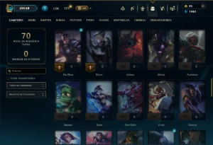 Mestre com 70 Champs e 8 Skins ( 390 PDL ) - League of Legends LOL