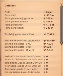 Conta Albion END GAME coletor full t8 / 100m prata