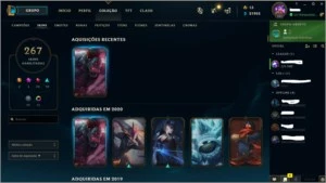 CONTA OURO2, 260 SKINS, INCLUINDO 2 LENDÁRIAS, SONA E MF. - League of Legends LOL